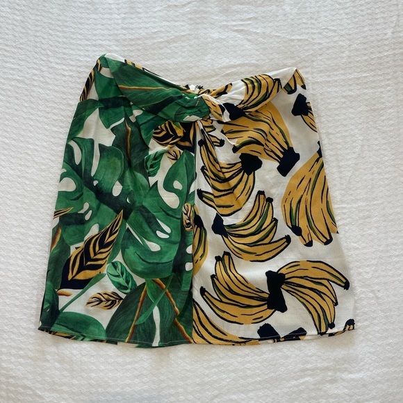 Farm Rio Amazonia wrap front banana print skirt - Picture 3 of 5